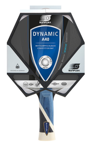 Sunflex Table Tennis Racket Dynamic A40 (Competition, 2.1mm Sponge, Shogun Rubber, ITTF Approved) - 1 Racket